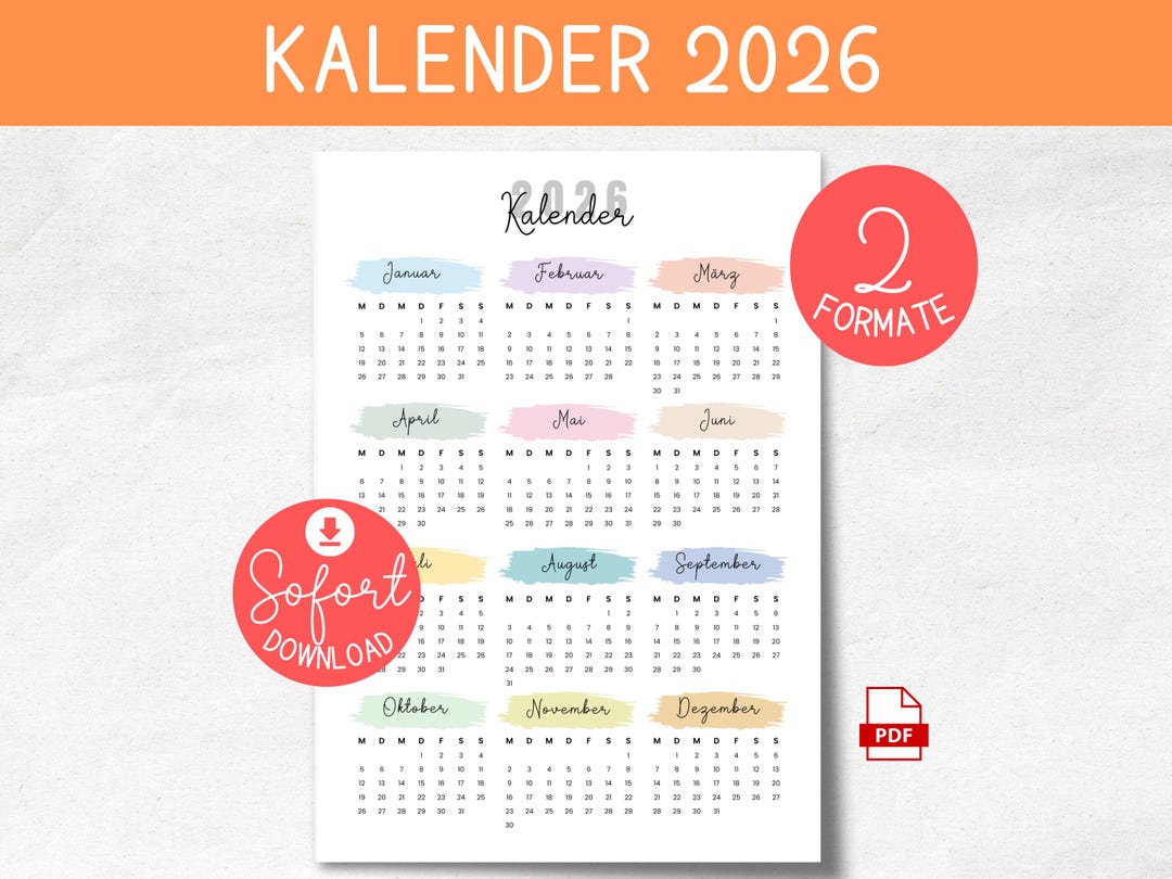 Kalender 2026 zum Ausdrucken und selbst gestalten | Jahreskalender