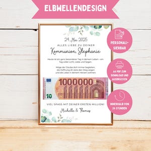 personalisiertes Geldgeschenk zur Kommunion| DIY Kommunionsgeschenk Geld | kreatives Geschenk für Mädchen und Jungen | PDF Digital A4