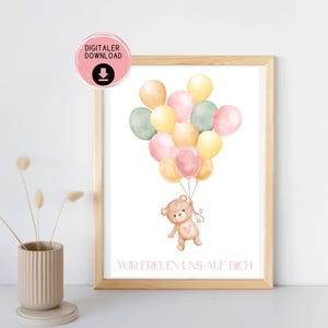 Babyparty Gästebuch Download Poster Luftballon Guestbook Babyshower personalisiert
