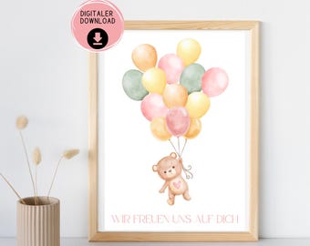 Baby Party Guestbook Download Poster Balloon Guestbook Babyshower personalized