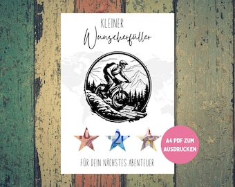 Cash gift for a bicycle | Travel voucher for a mountain bike | Gift for a cyclist | Last-minute gift | Download PDF A4 travel fund print