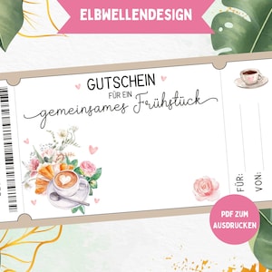 Breakfast voucher - to print, go for breakfast, invitation to breakfast, brunch voucher, gift voucher for breakfast together