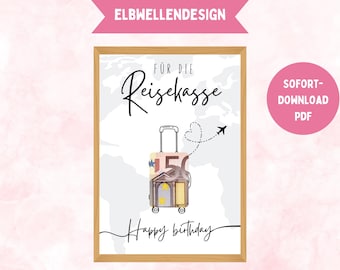 Printable voucher template, gift for the next trip, vacation voucher, travel voucher, cash gift, birthday instant download, PDF travel voucher