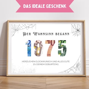 Druckvorlage Gutschein, PDF - Geldgeschenk Geschenk zum 50 Geburtstag Wunscherfüller Geburtstagskarte herzlichen Glückwunsch 50 Download