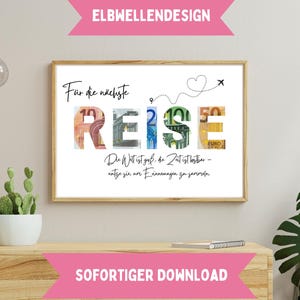 Print template voucher, gift for the next trip, vacation, travel voucher, cash gift, birthday, instant download, PDF