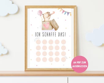 Reward chart for children, motivation chart, I can do it, reward system, child reward plan, potty training, download pdf Montessori