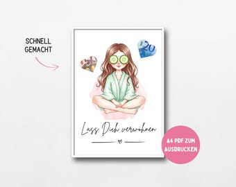 Voucher sjabloon voor een wellnessdag | PDF-download | Geldgeschenk voor wellness & ontspanning | Cadeau-idee voor vriendin, vrouw, verjaardag, spavoucher
