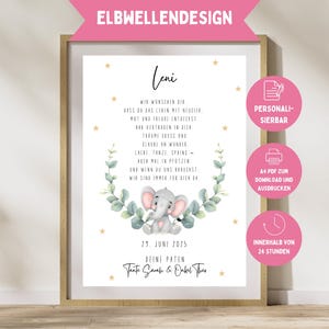 Godparent letter for godchild | Baptism poster blessing | personalized | Baptism boy girl | Baptism gift | PDF | PDF download | A4 godmother