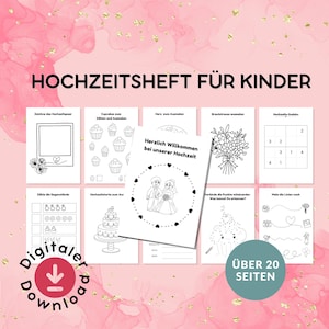 LIBRO DI MATRIMONIO PER BAMBINI / Tedesco / Oltre 20 pagine da colorare e puzzle con motivi nuziali / Libro di attività / Libro da colorare di matrimonio / Scarica pdf A4 A5