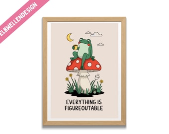 Everything is Figureoutable Motivation Poster, Uplifting Quote Art, Digital Download Home Office, Mental Health Print, Positive Affirmation