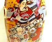 Antique Satsuma Moriage Samurai Ware Meiji Pottery Vase