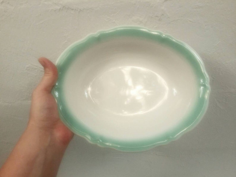 Mid Century Seafoam Mint Green Shenango China Serving Bowl and Platter