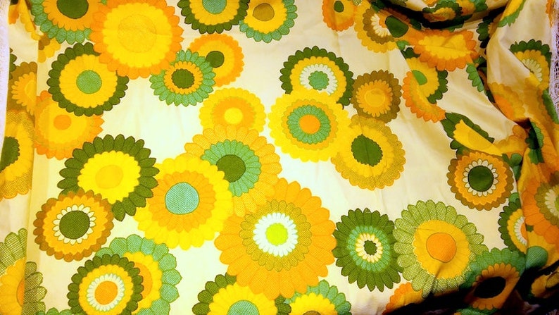 1960s Retro Summer Daisy Floral Large Rectangle Tablecloth