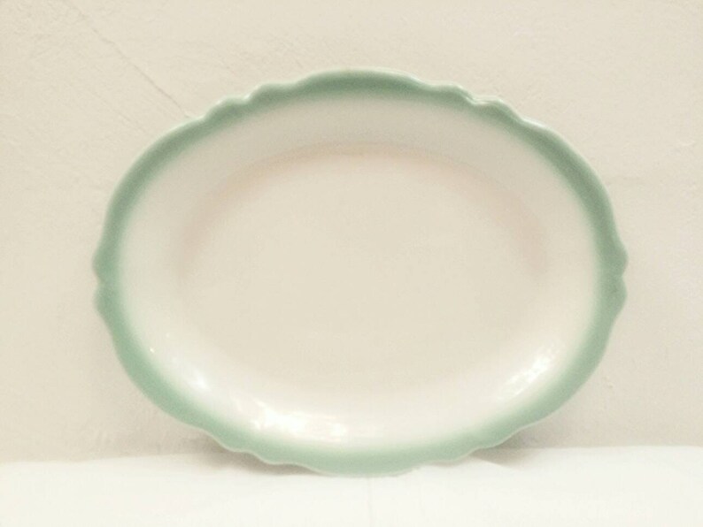 Mid Century Seafoam Mint Green Shenango China Serving Bowl and Platter