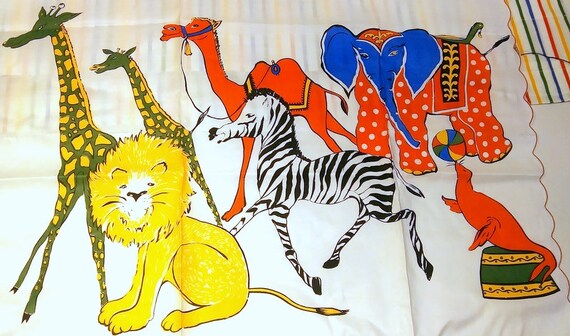 Mid Century Whimsical Nursery Decor Circus Themed Curtains Etsy