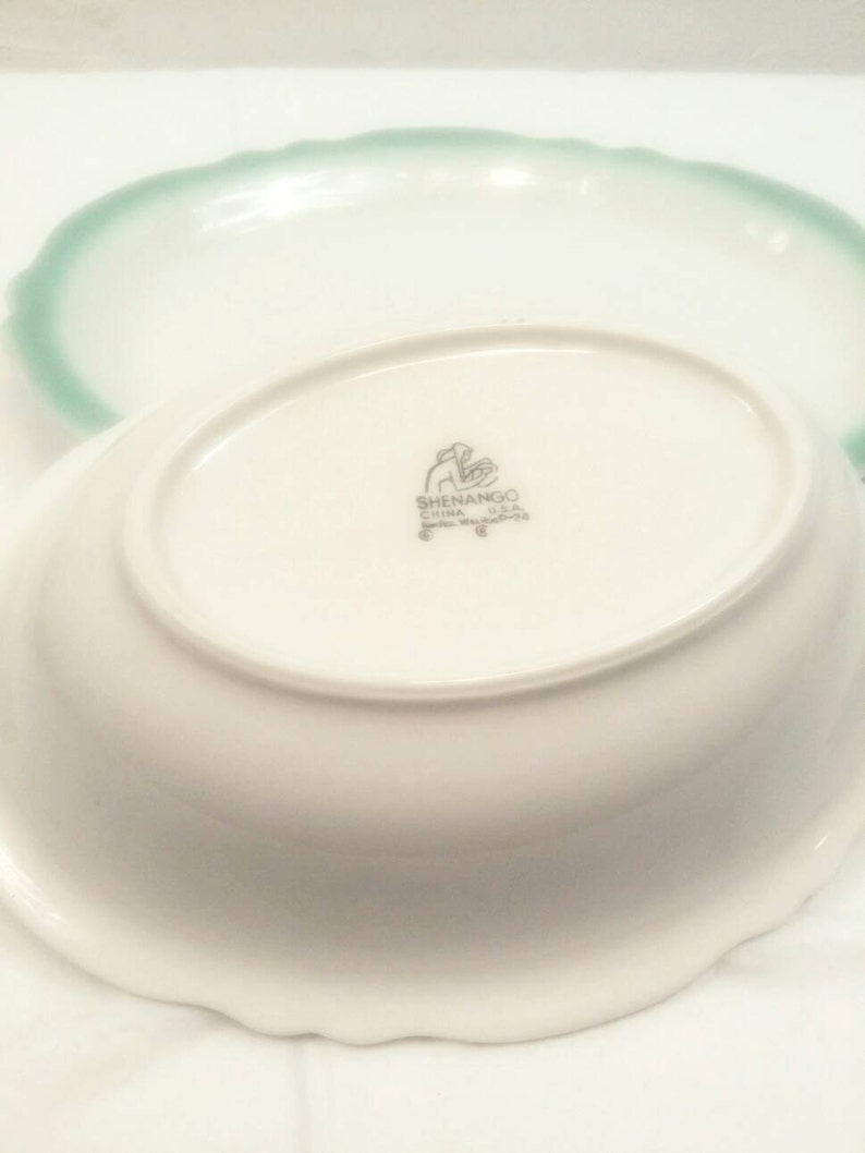 Mid Century Seafoam Mint Green Shenango China Serving Bowl and Platter