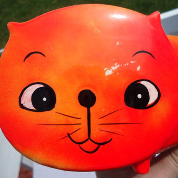 Vintage Atomic Orange Mid Century Kitty Bank