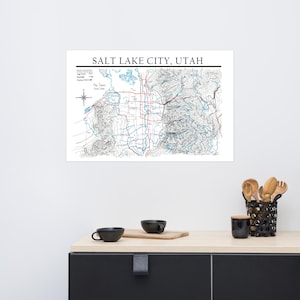 Poster mat de carte dessinée à la main de Salt Lake City