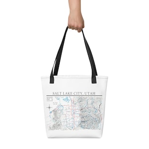 Sac fourre-tout carte dessinée à la main de Salt Lake City