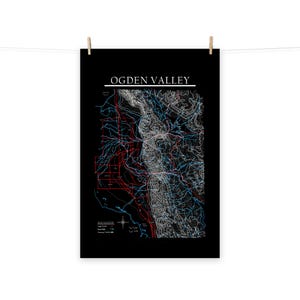 Carte topographique dessinée à la main de la vallée de l'Ogden - Poster