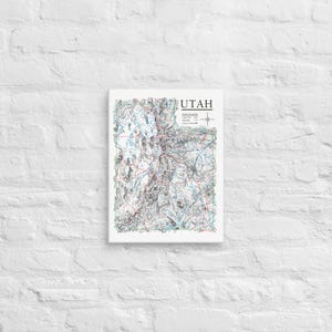 Carte topographique de l'Utah dessinée à la main - Toile