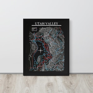 Utah Valley Hand Drawn Topo Map Inverted - Framed poster