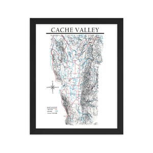 Handgetekende kaart Cache Valley in lijst