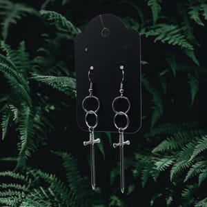 Alt Goth Earrings Dangle Sword