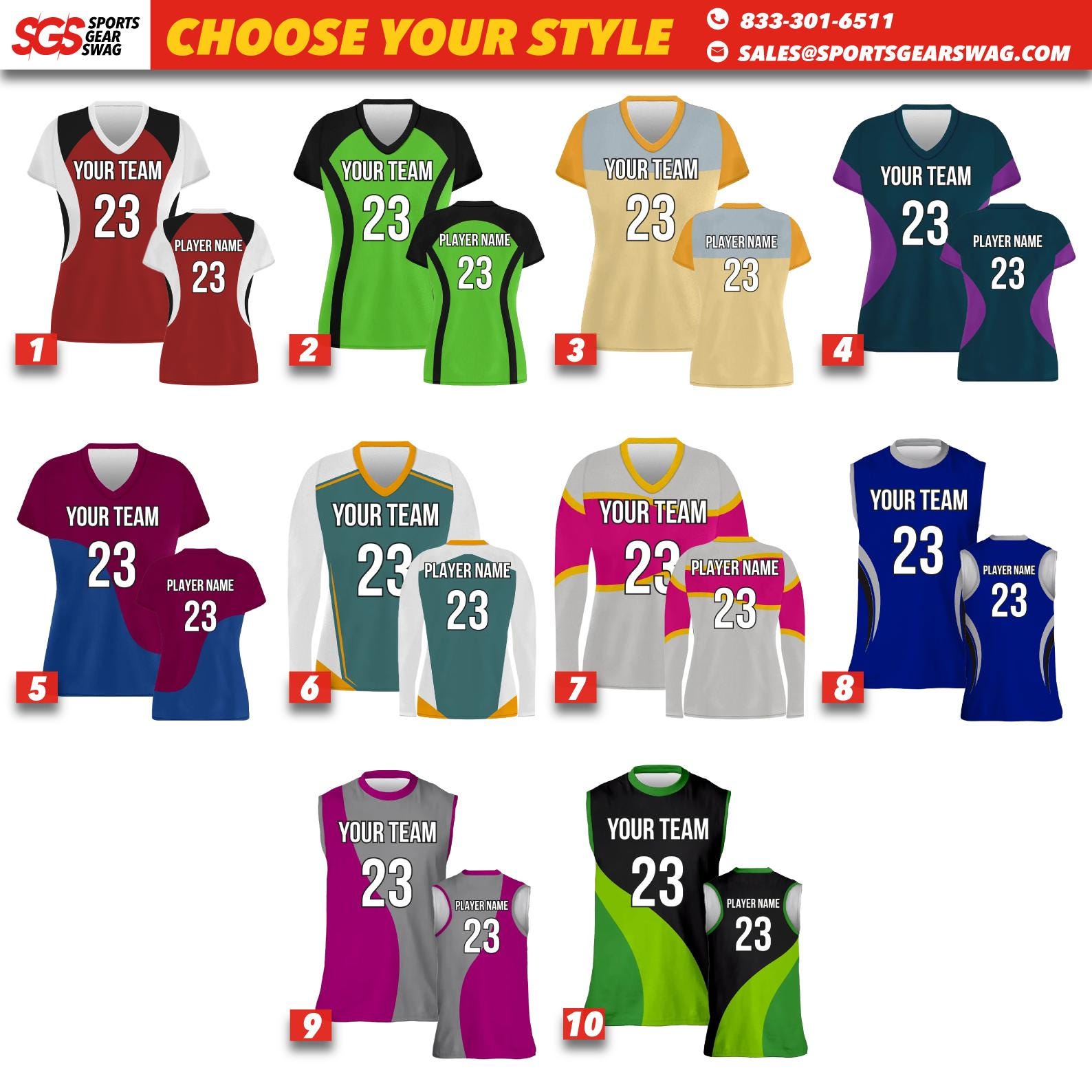 SGS Custom  Reversible Volleyball Products Jersey Team Name & Number, Full Sublimation Volleyball Jerseys, Personalize Sportswear