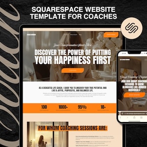 Squarespace Website Template for Life Coach, Luxury Web Design Small Business Web Design Coaching Template, Therapist Website Business Coach