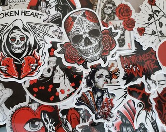 Adesivos góticos - Conjunto de 50 adesivos - Vinil e à prova d'água