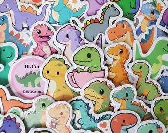 Cute Dino Stickers - Set of 100 Stickers - Vinyl & Waterproof