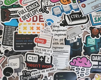 Computer Nerd Stickers - Set of 50 Stickers - Vinyl & Waterproof