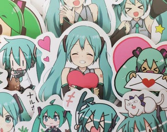 Hatsune Miku Anime Stickers - Set of 50 Stickers - Vinyl & Waterproof