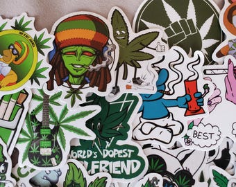 Weed Stickers - Set of 100 Stickers - Vinyl & Waterproof