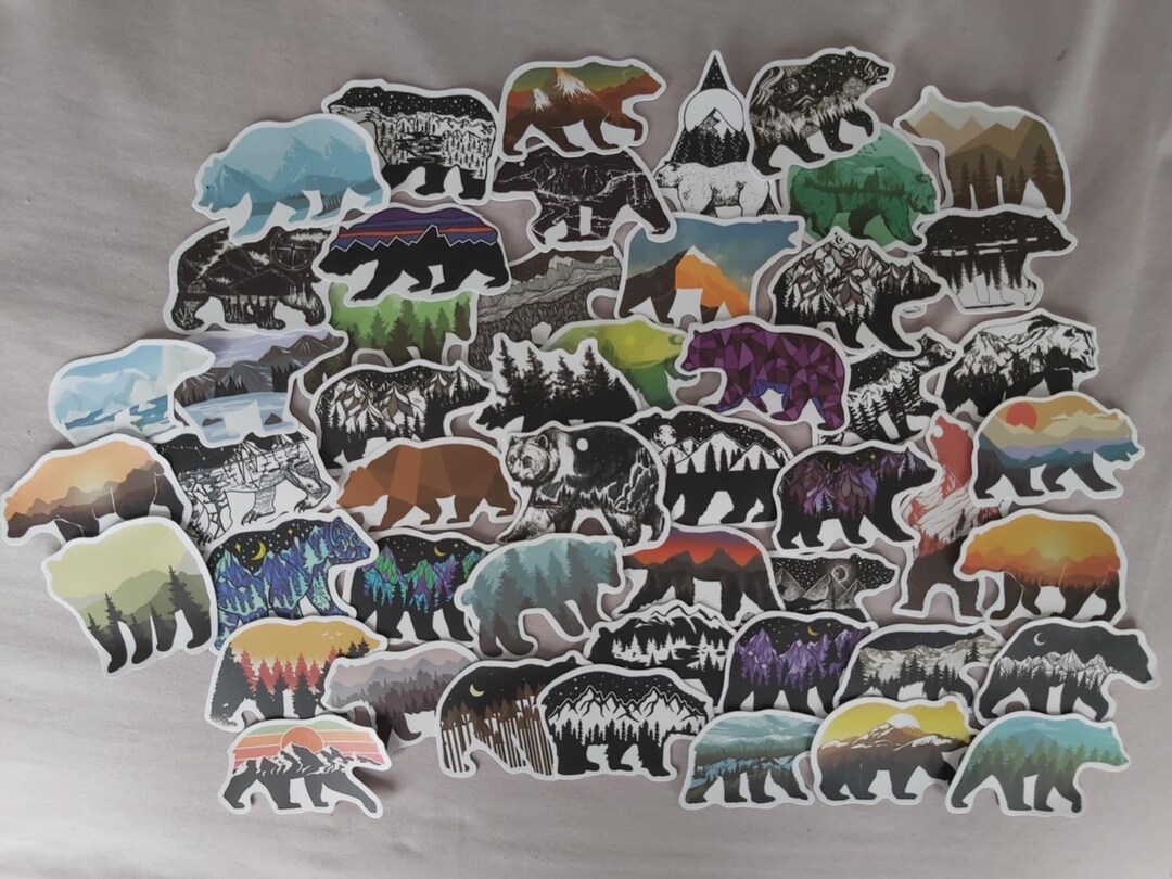 Bear Stickers - Set of 50 Stickers - Vinyl & Waterproof - Etsy