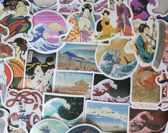 Japanese Cultural Stickers - Set of 50 Stickers - Vinyl & Waterproof
