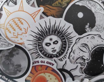 Moon and Lunar Stickers - Set of 50 Stickers - Vinyl & Waterproof