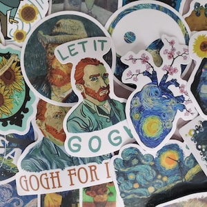 Van Gogh Art Stickers - Set of 50 Stickers - Vinyl & Waterproof