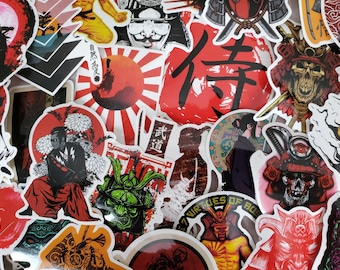 Japanese Samurai Stickers - Set of 50 Stickers - Vinyl & Waterproof