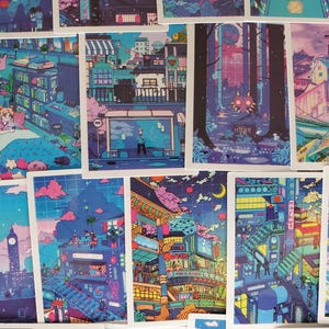 Japanese Style Scenery Stickers - Set of 50 Stickers - Vinyl & Waterproof
