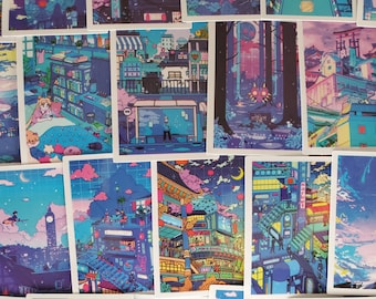 Japanese Style Scenery Stickers - Set of 50 Stickers - Vinyl & Waterproof