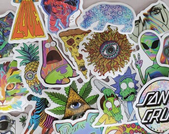 Psychedelic Stickers - Set of 50 Stickers - Vinyl & Waterproof