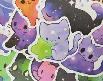 Galaxy Cat Stickers - Set of 50 Stickers - Vinyl & Waterproof
