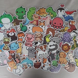 Pegatinas de animales adorables - Juego de 100 pegatinas - Vinilo y resistente al agua