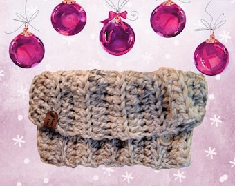 Crocheted Neck Warmer Scarf Adjustable Size  Chunky Style Wool Blend
