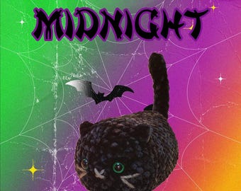 Midnight the Mini Panther Black Loaf Cat Amigurumi Animal Plushie