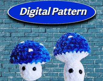Crochet DIGITAL Pattern Poppin Mushroom (Indigo Cap) Instant Download PDF