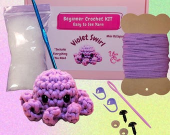 Beginner Crochet Kit Mini Octopus Complete Kit