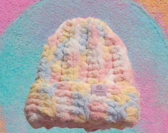 Baby Beanie Soft Plush Chenille Style Yarn